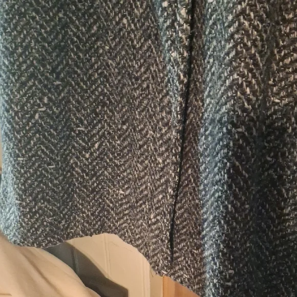 Women's Herringbone Tweed Coat - Black and Gray - Picture 2 of 13